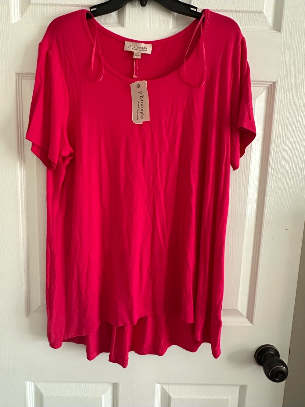 Philosophy bright fuchsia short sleeve scoop neck tee size 1X